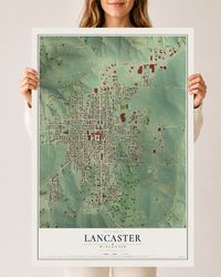 Map of Lancaster, Wisconsin, 24 x 36 inch unframed archival matte print