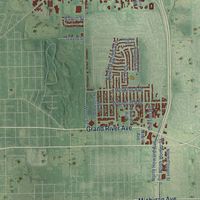 Second close-up of the map of Lansing, Ingham County, Michigan print showing more streets and buildings