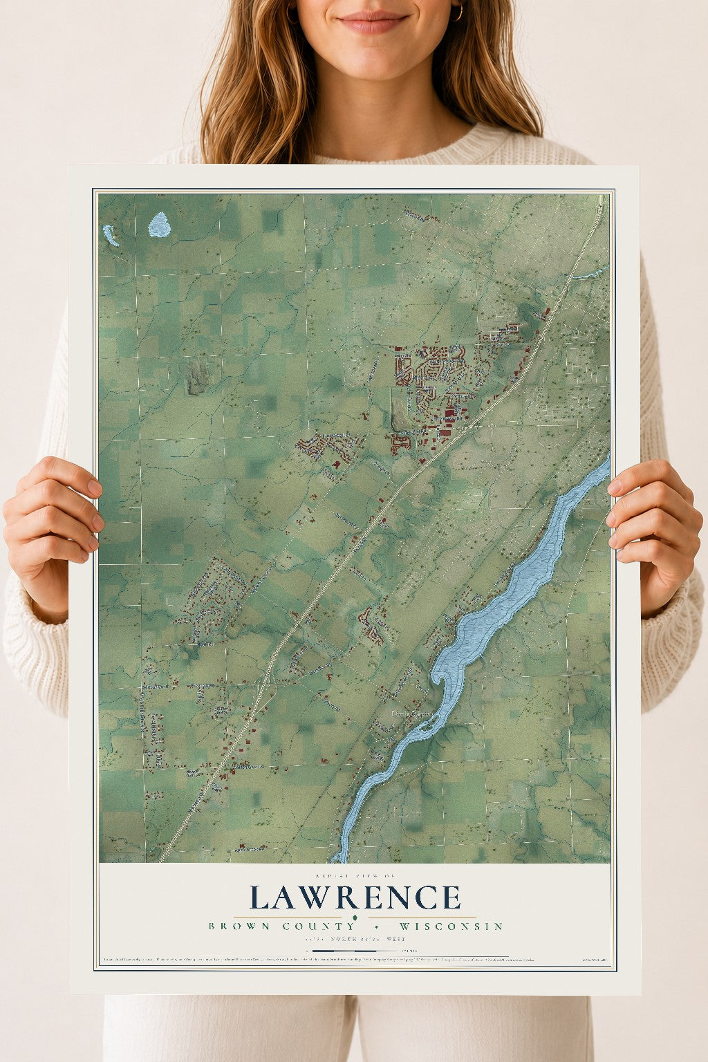 Map of Lawrence, Brown County, Wisconsin, 18 x 24 inch unframed archival matte print