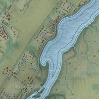 Second close-up of the map of Lawrence, Brown County, Wisconsin print showing more streets and buildings
