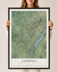 Map of Lawrence, Brown County, Wisconsin, 24 x 36 inch print in a black wood frame