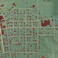 Close-up of the map of Lawton, Michigan print showing street and building detail