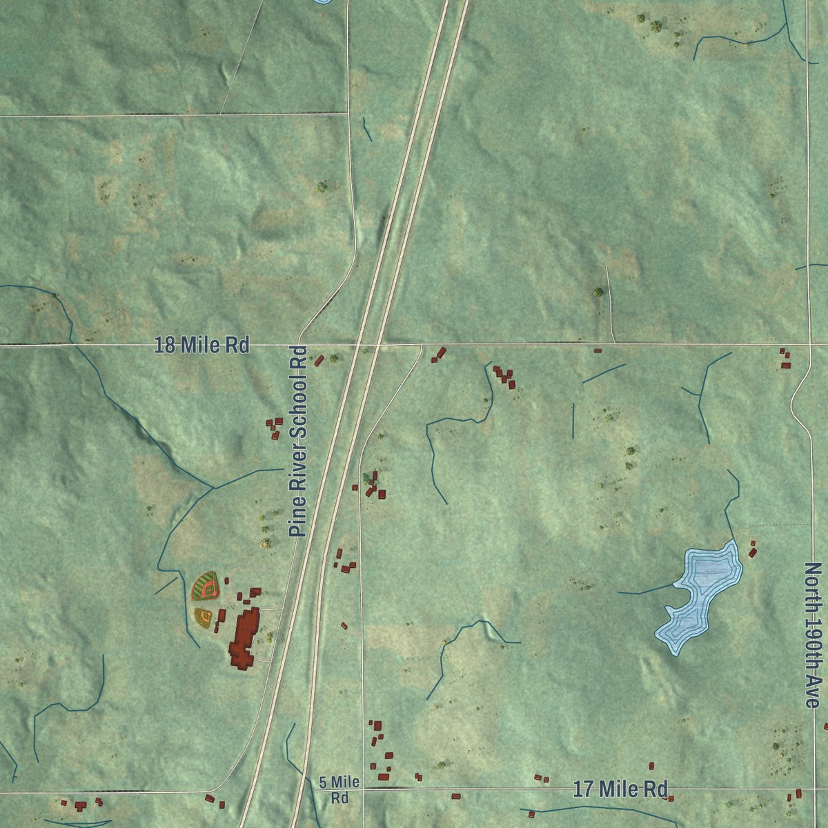 Second close-up of the map of Le Roy, Osceola County, Michigan print showing more streets and buildings