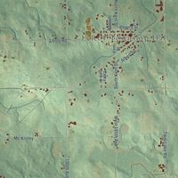 Close-up of the map of Le Roy, Osceola County, Michigan print showing street and building detail