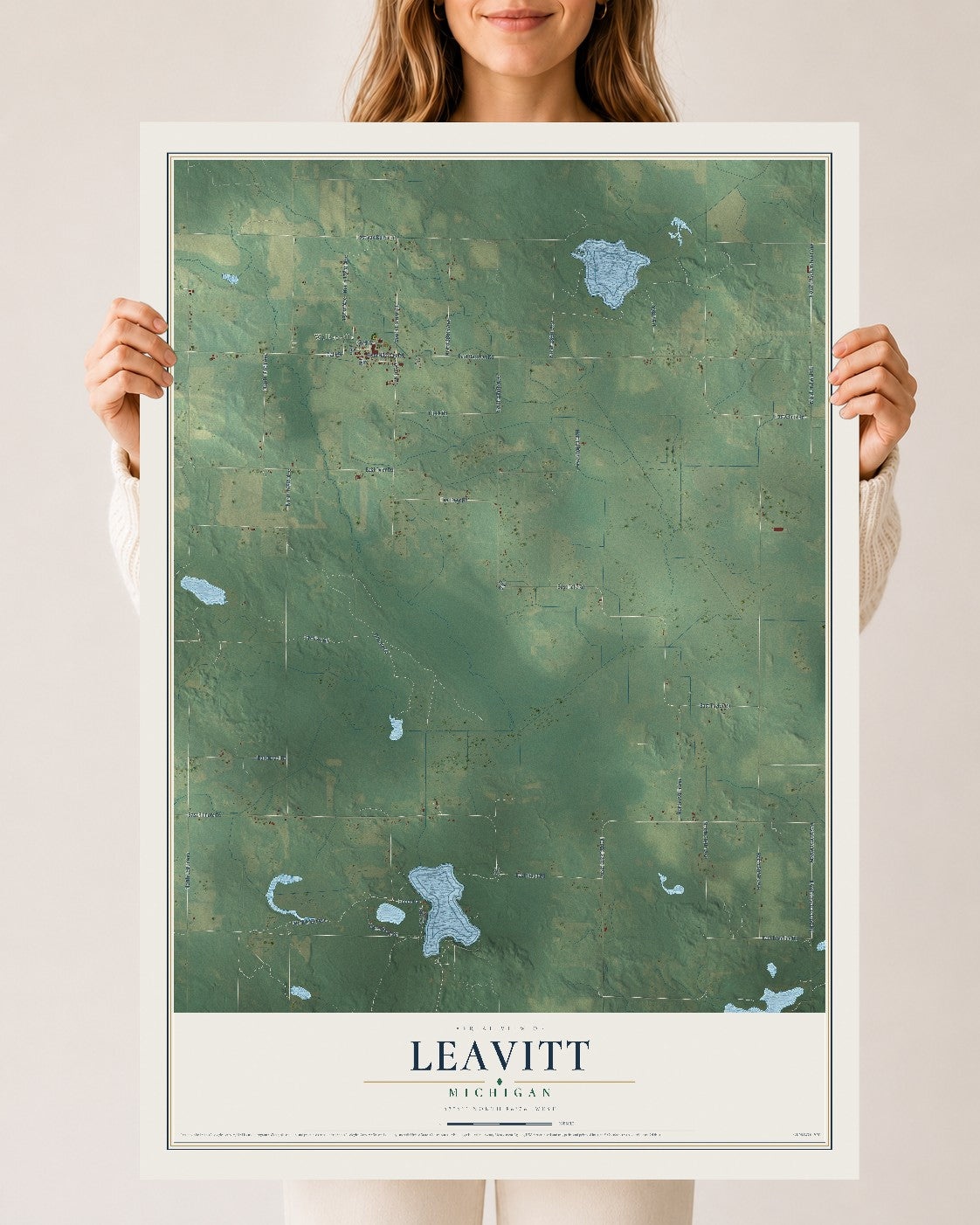 Map of Leavitt, Michigan, 24 x 36 inch unframed archival matte print