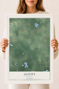 Map of Leavitt, Michigan, 18 x 24 inch print in a white wood frame