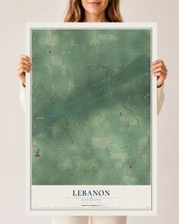 Map of Lebanon, Michigan, 24 x 36 inch unframed archival matte print