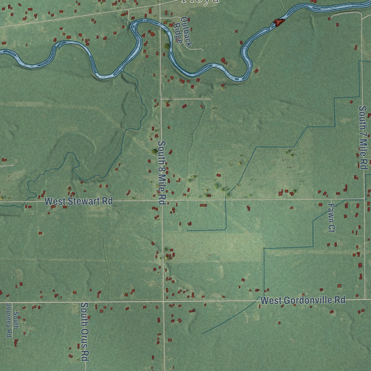 Close-up of the map of Lee, Midland County, Michigan print showing street and building detail