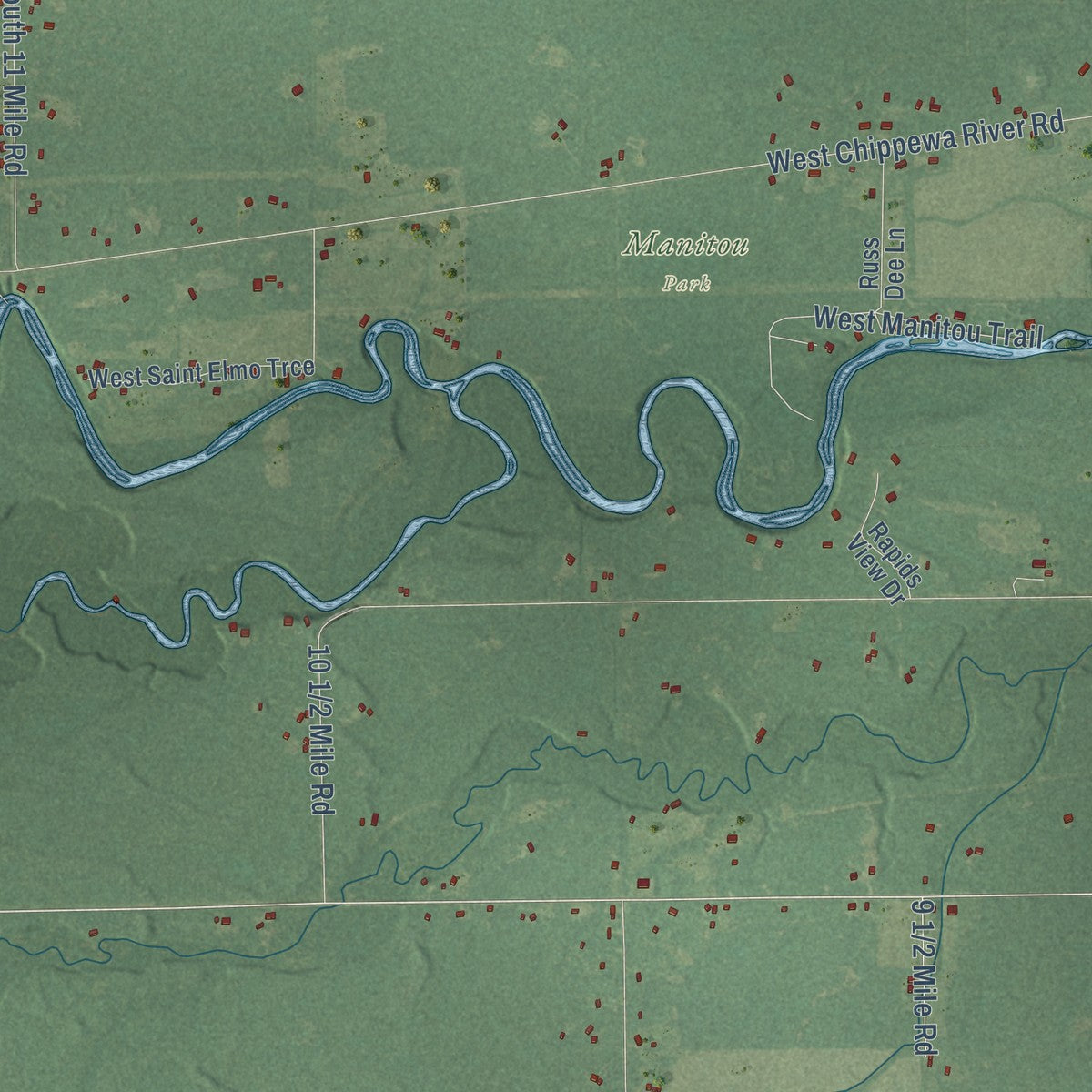 Second close-up of the map of Lee, Midland County, Michigan print showing more streets and buildings