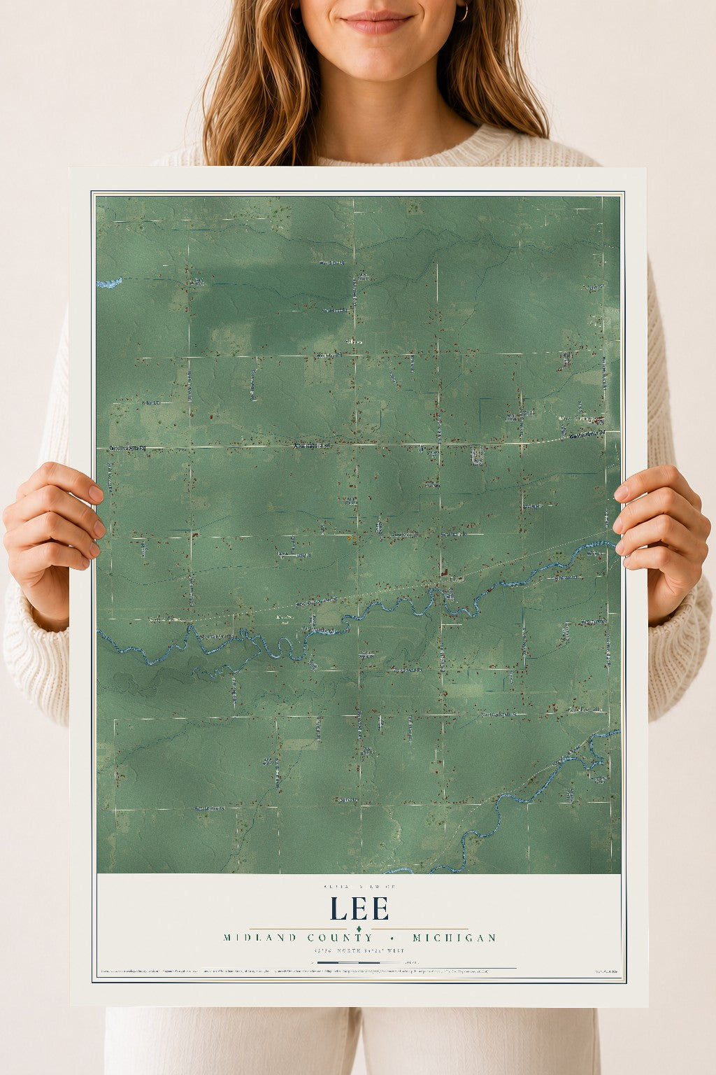 Map of Lee, Midland County, Michigan, 18 x 24 inch unframed archival matte print