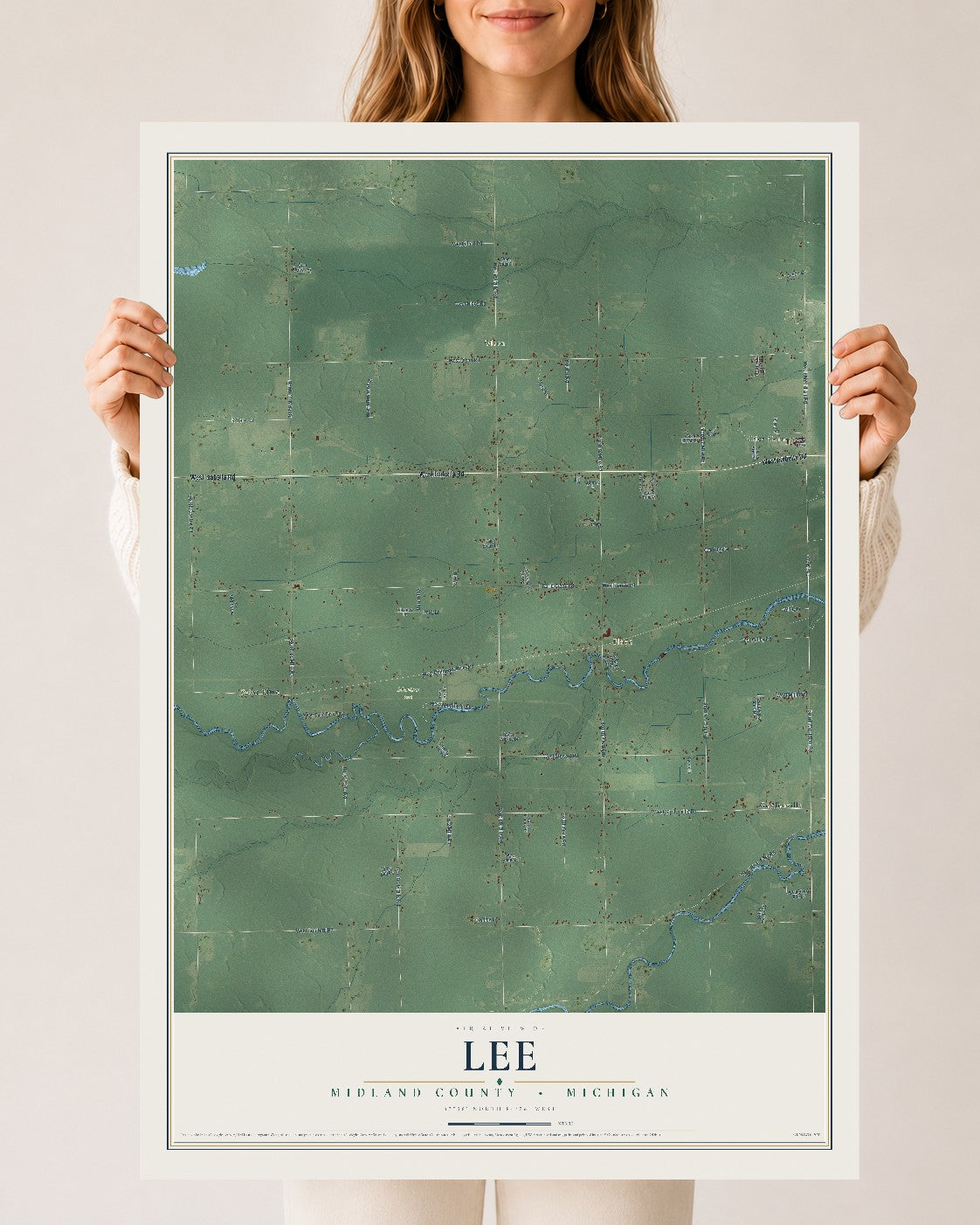 Map of Lee, Midland County, Michigan, 24 x 36 inch unframed archival matte print