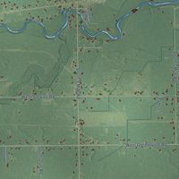 Close-up of the map of Lee, Midland County, Michigan print showing street and building detail