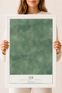 Map of Lee, Midland County, Michigan, 18 x 24 inch print in a white wood frame
