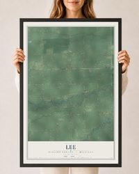 Map of Lee, Midland County, Michigan, 24 x 36 inch print in a black wood frame