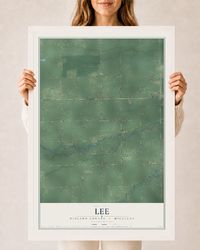 Map of Lee, Midland County, Michigan, 24 x 36 inch print in a white wood frame