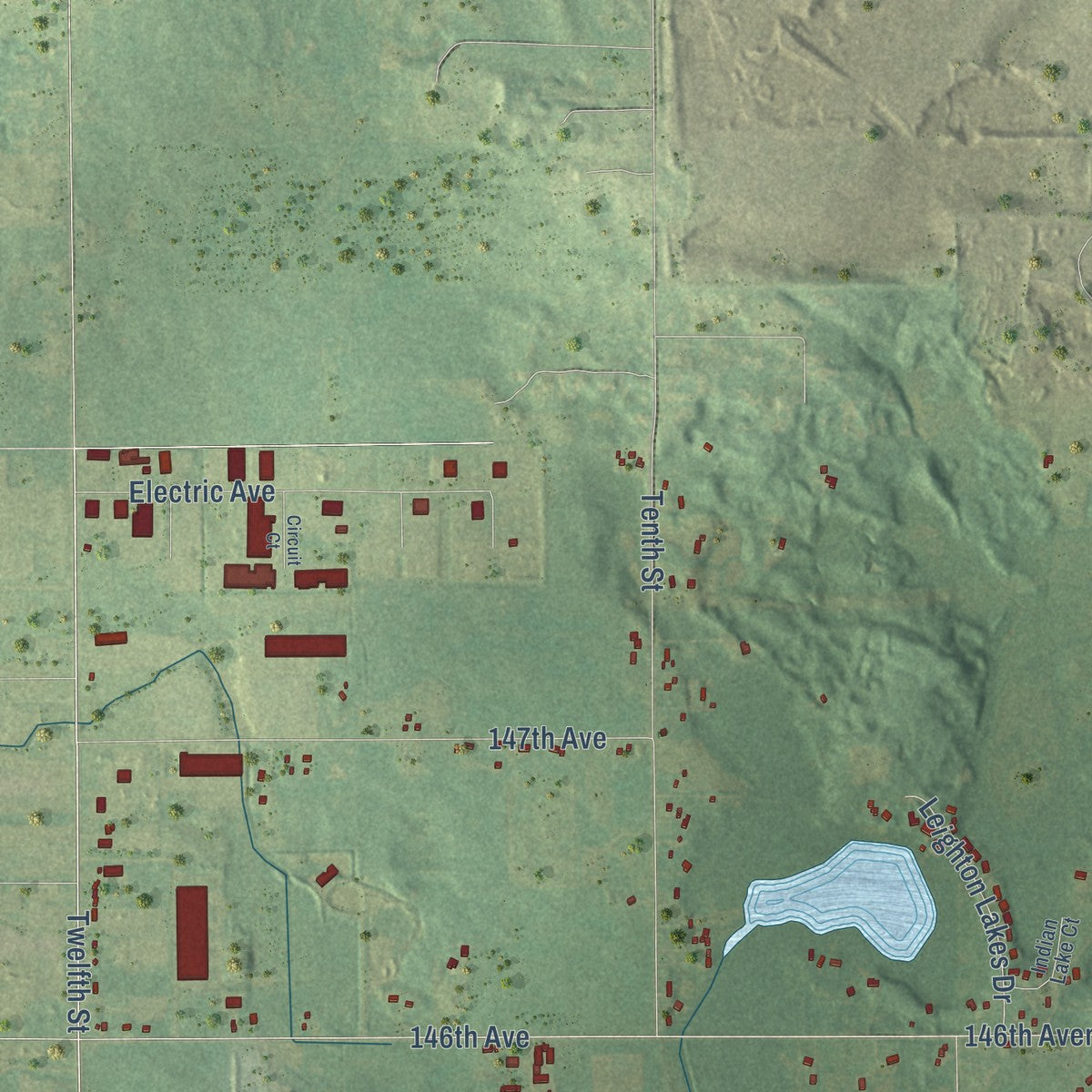 Second close-up of the map of Leighton, Michigan print showing more streets and buildings