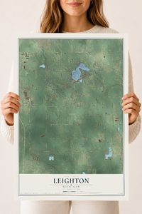 Map of Leighton, Michigan, 18 x 24 inch unframed archival matte print