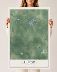 Map of Leighton, Michigan, 24 x 36 inch unframed archival matte print
