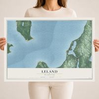 Map of Leland, Michigan, 18 x 24 inch unframed archival matte print