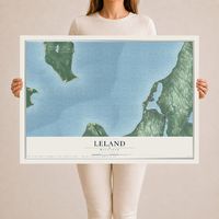 Map of Leland, Michigan, 24 x 36 inch unframed archival matte print
