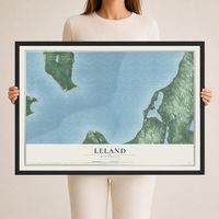 Map of Leland, Michigan, 24 x 36 inch print in a black wood frame