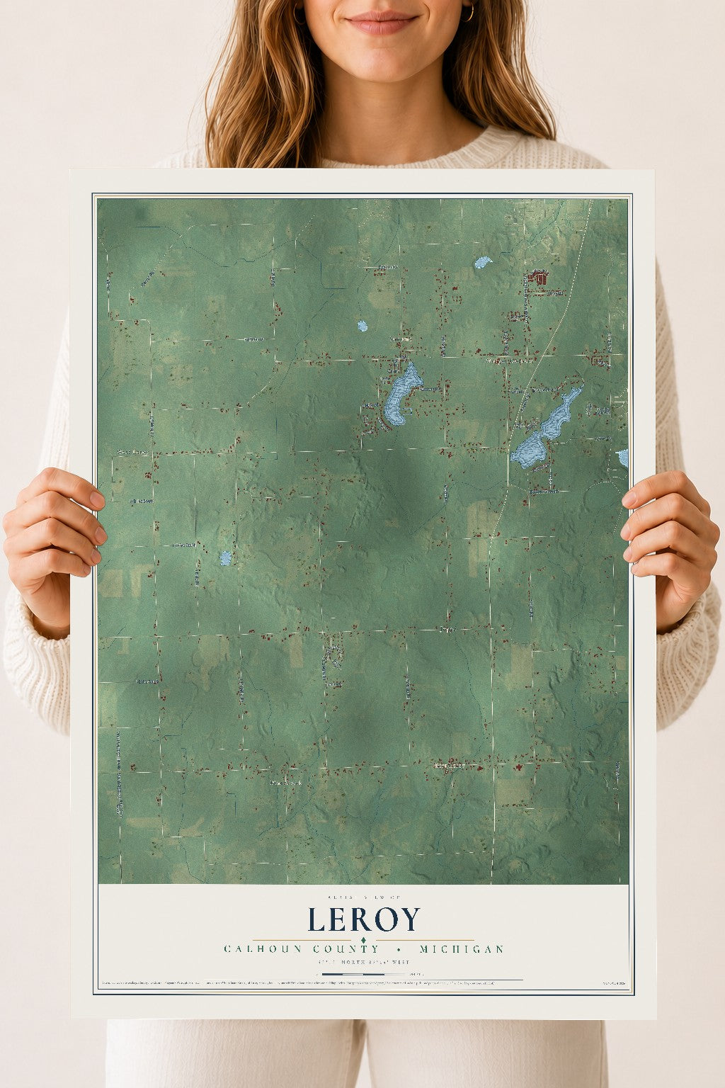 Map of Leroy, Calhoun County, Michigan, 18 x 24 inch unframed archival matte print