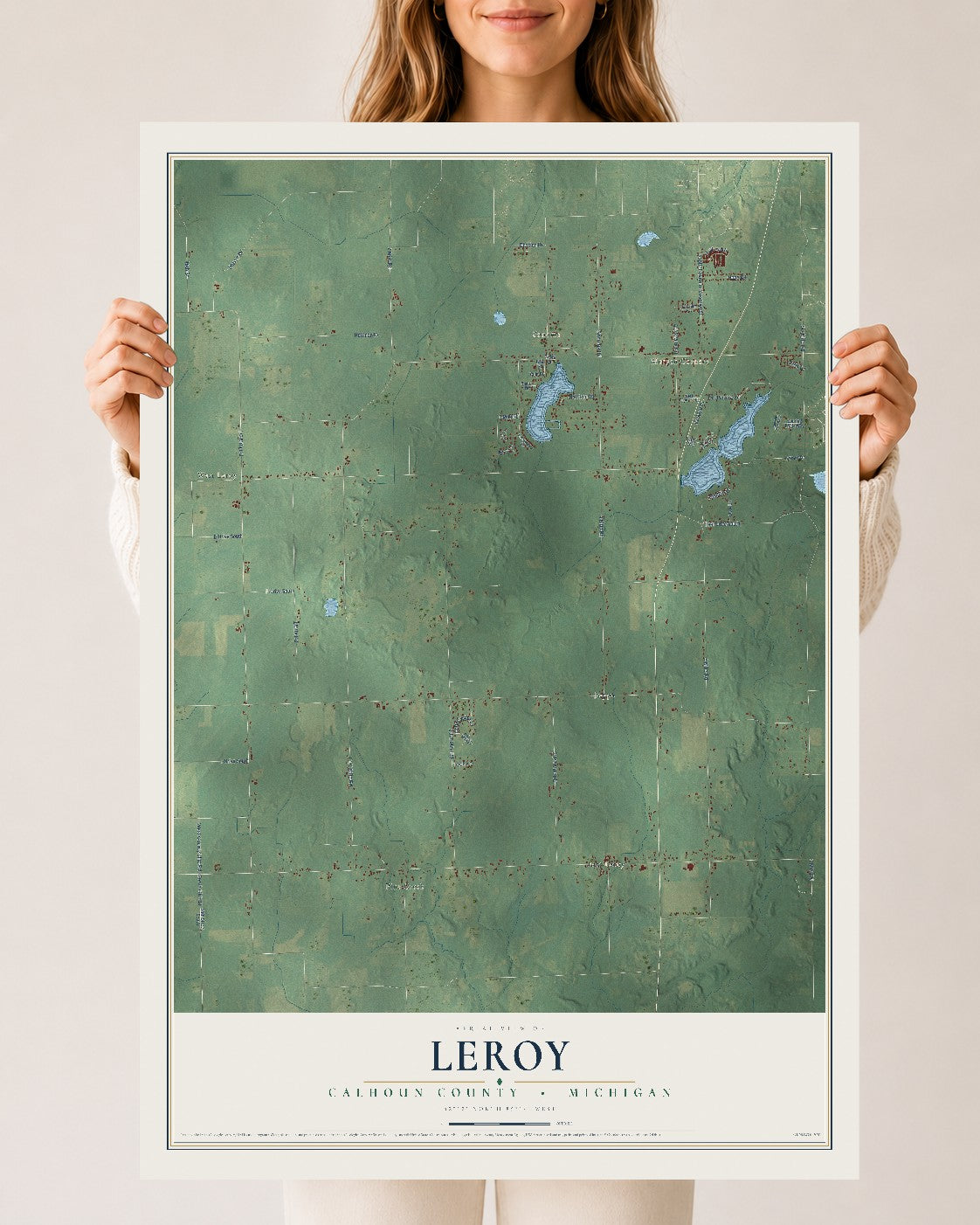Map of Leroy, Calhoun County, Michigan, 24 x 36 inch unframed archival matte print