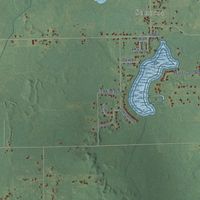 Second close-up of the map of Leroy, Calhoun County, Michigan print showing more streets and buildings