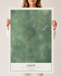 Map of Leroy, Calhoun County, Michigan, 24 x 36 inch unframed archival matte print