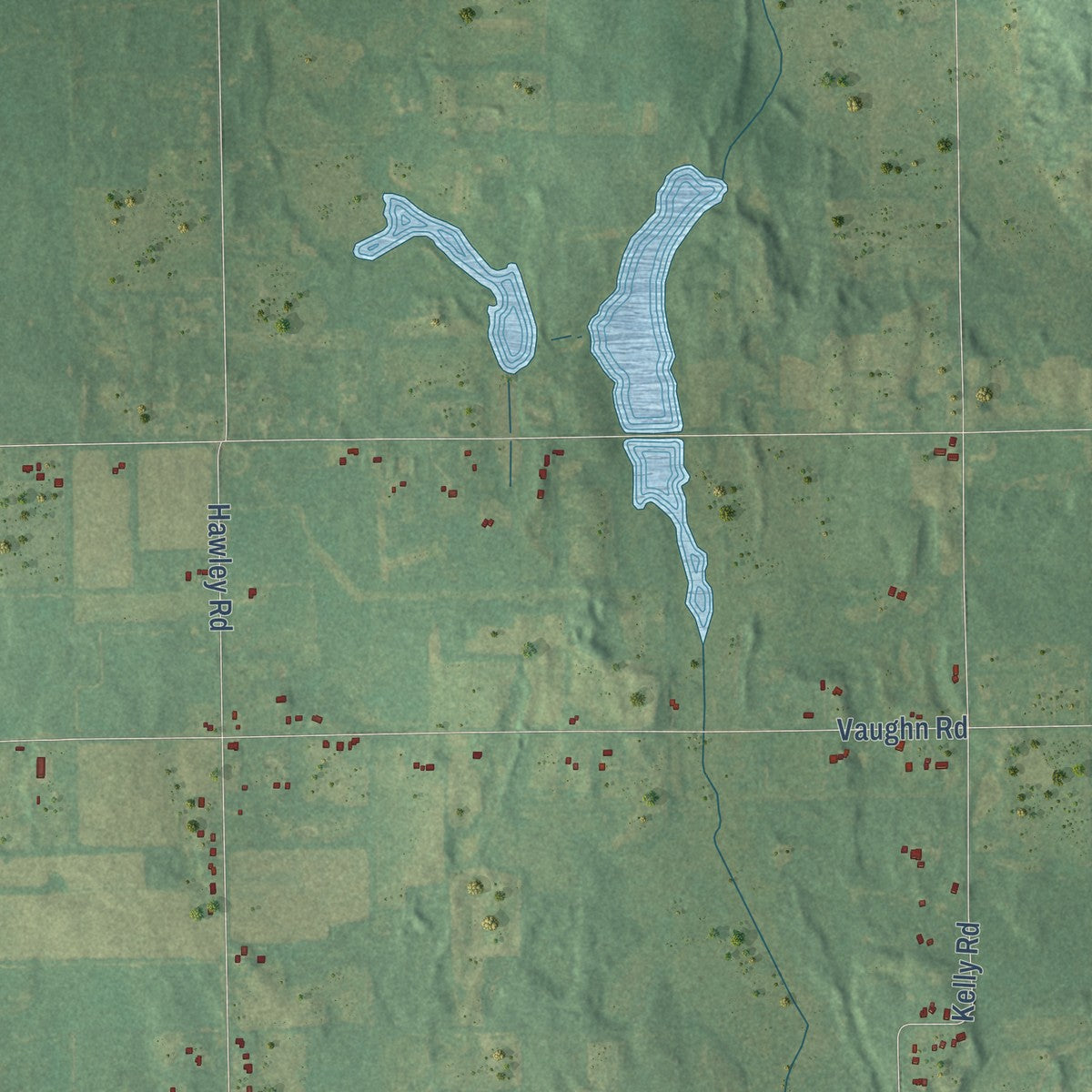 Second close-up of the map of Leslie, Ingham County, Michigan print showing more streets and buildings