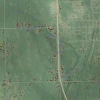 Close-up of the map of Leslie, Ingham County, Michigan print showing street and building detail