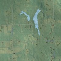 Second close-up of the map of Leslie, Ingham County, Michigan print showing more streets and buildings