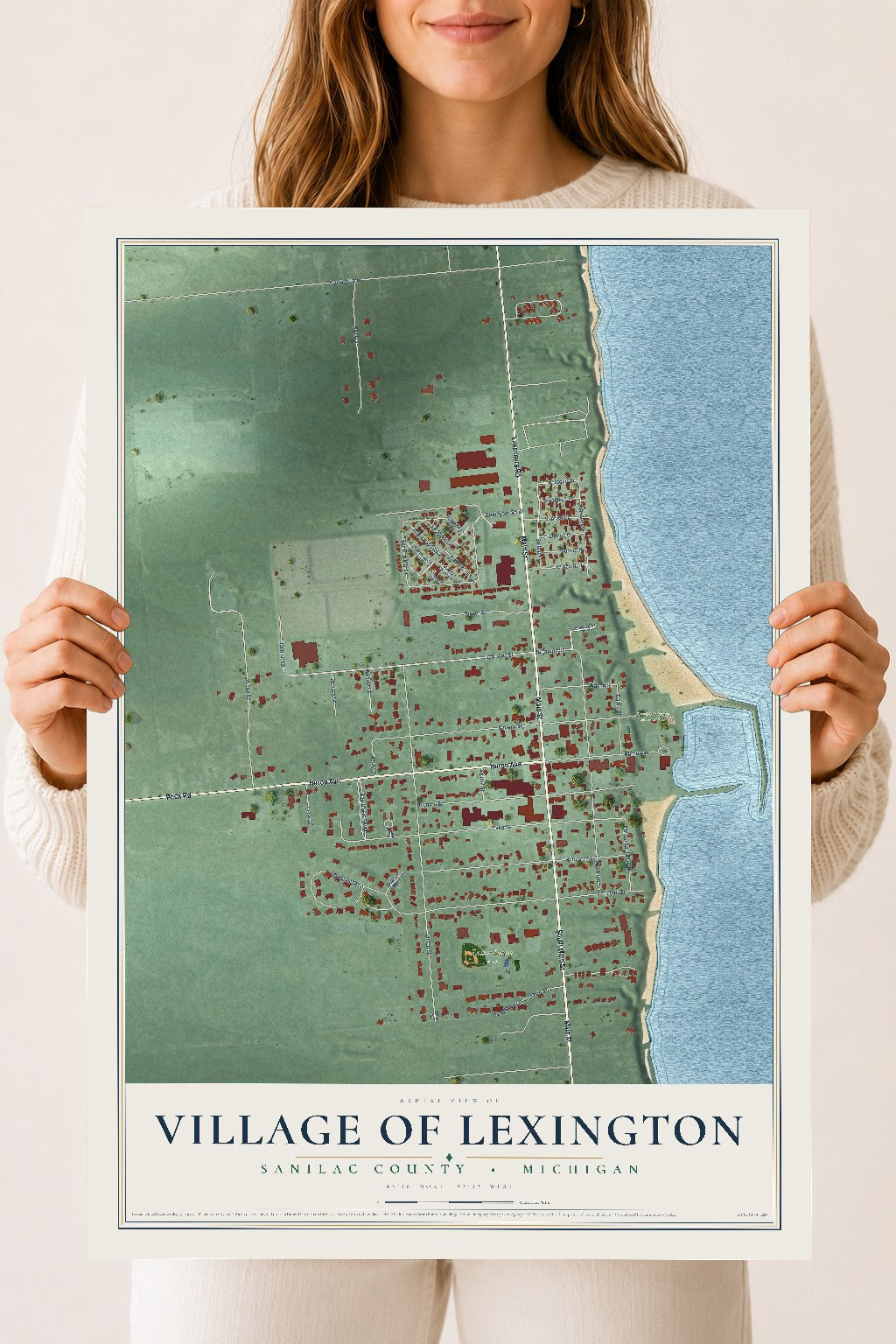 Map of Lexington, Michigan, 18 x 24 inch unframed archival matte print