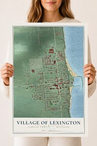 Map of Lexington, Michigan, 18 x 24 inch unframed archival matte print