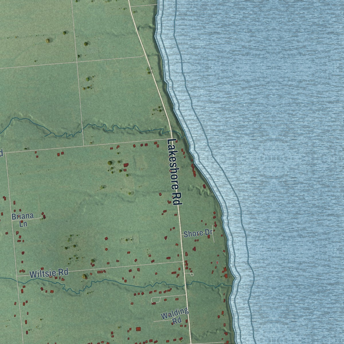Second close-up of the map of Lexington, Sanilac County, Michigan print showing more streets and buildings