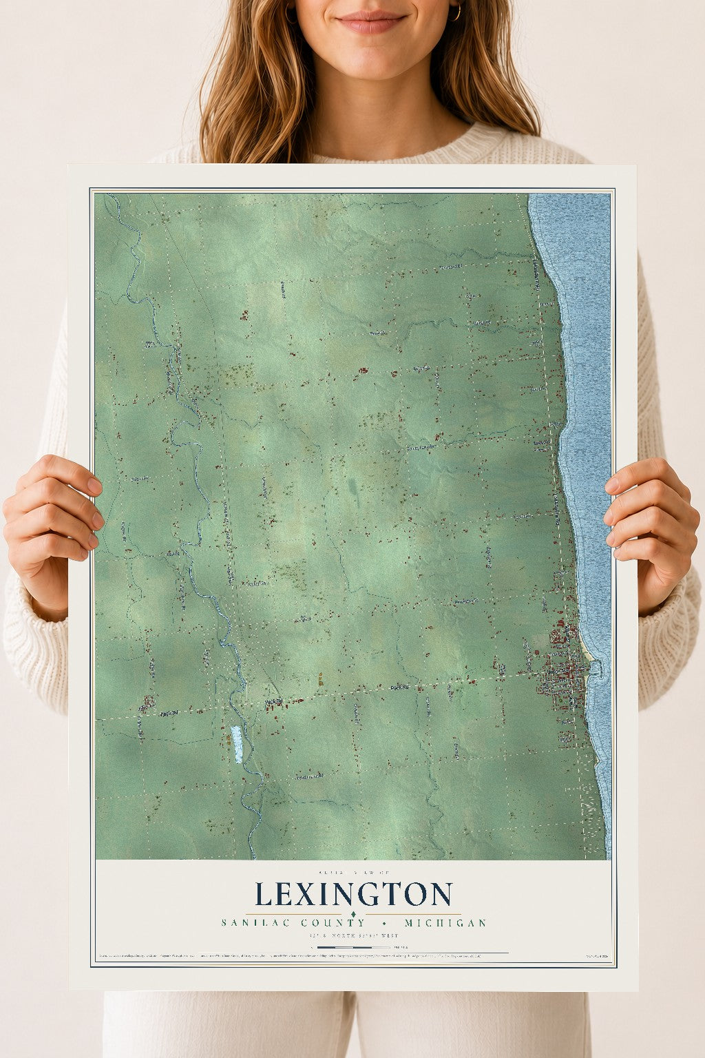 Map of Lexington, Sanilac County, Michigan, 18 x 24 inch unframed archival matte print