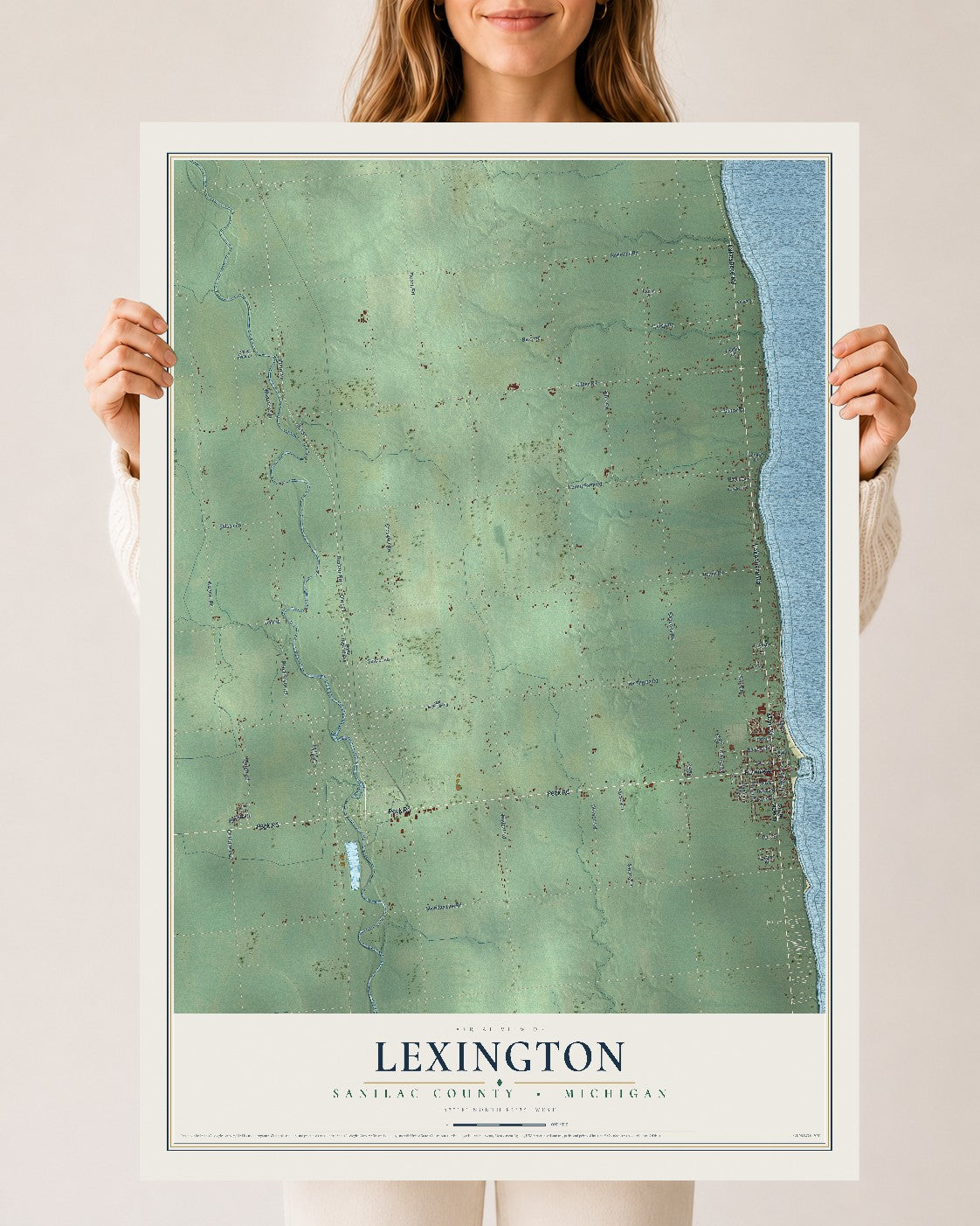 Map of Lexington, Sanilac County, Michigan, 24 x 36 inch unframed archival matte print