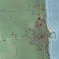 Close-up of the map of Lexington, Sanilac County, Michigan print showing street and building detail