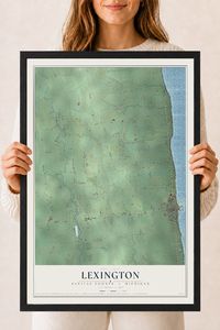 Map of Lexington, Sanilac County, Michigan, 18 x 24 inch print in a black wood frame