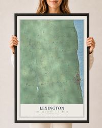 Map of Lexington, Sanilac County, Michigan, 24 x 36 inch print in a black wood frame