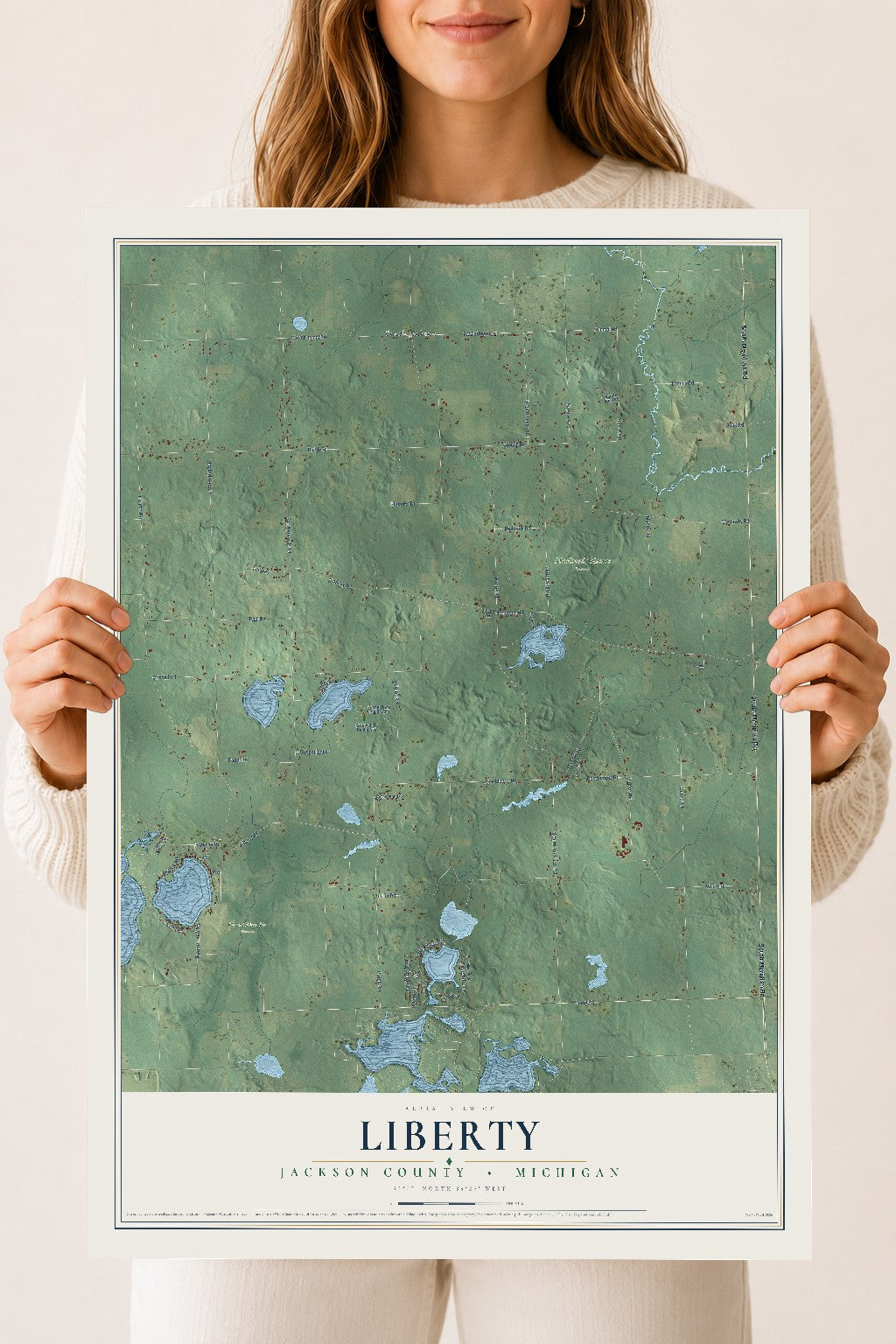 Map of Liberty, Jackson County, Michigan, 18 x 24 inch unframed archival matte print
