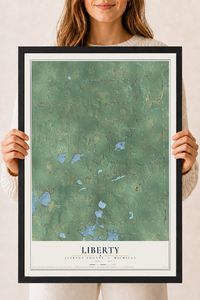 Map of Liberty, Jackson County, Michigan, 18 x 24 inch print in a black wood frame
