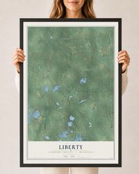 Map of Liberty, Jackson County, Michigan, 24 x 36 inch print in a black wood frame