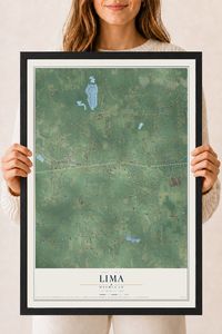 Map of Lima, Michigan, 18 x 24 inch print in a black wood frame