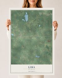 Map of Lima, Michigan, 24 x 36 inch unframed archival matte print