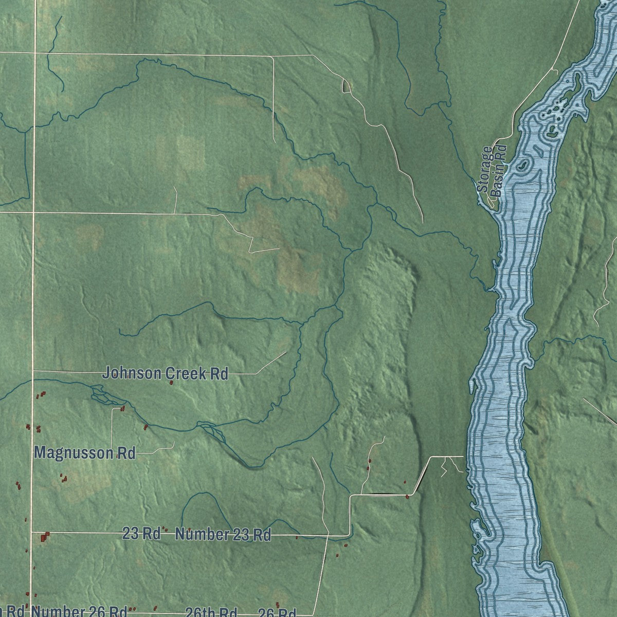 Close-up of the map of Limestone, Michigan print showing street and building detail