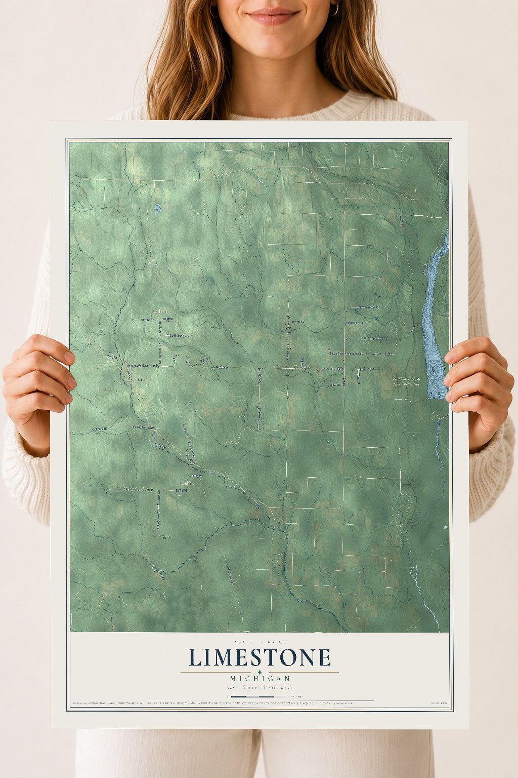 Map of Limestone, Michigan, 18 x 24 inch unframed archival matte print
