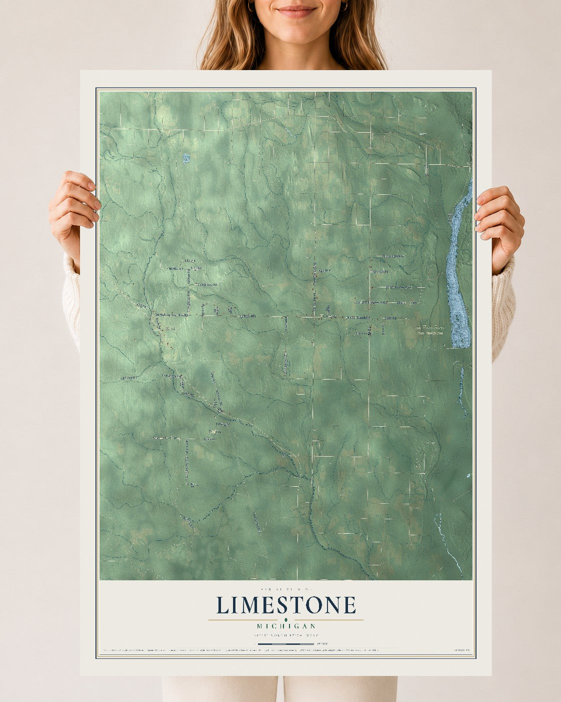Map of Limestone, Michigan, 24 x 36 inch unframed archival matte print