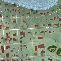 Close-up of the map of Lincoln, Alcona County, Michigan print showing street and building detail