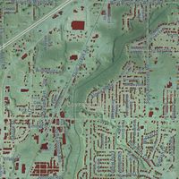Close-up of the map of Lincoln, Berrien County, Michigan print showing street and building detail